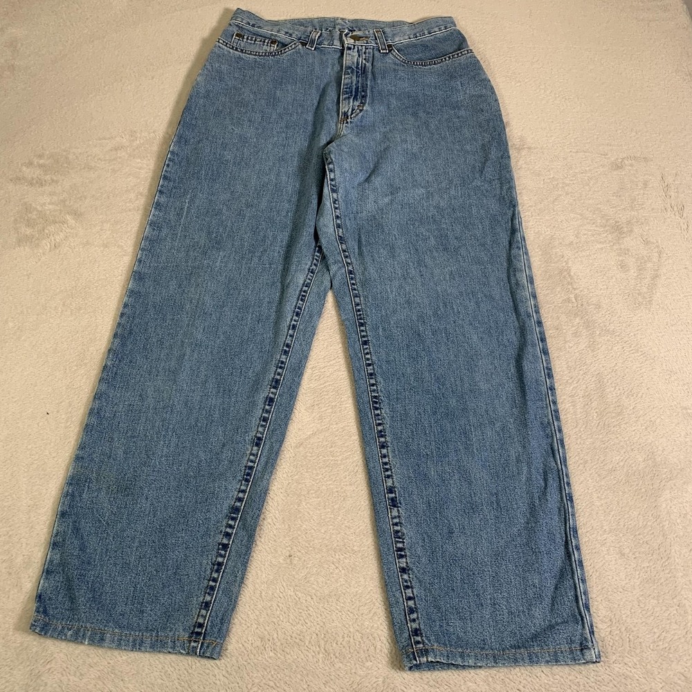Vintage LL Bean Double L Natural Fit Jeans Womens 12P Blue High Rise 30x28.5